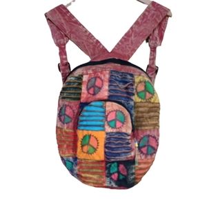 Rising international patchwork Peace sign backpack